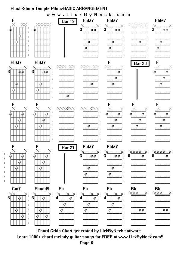 Chord Grids Chart of chord melody fingerstyle guitar song-Plush-Stone Temple Pilots-BASIC ARRANGEMENT,generated by LickByNeck software.